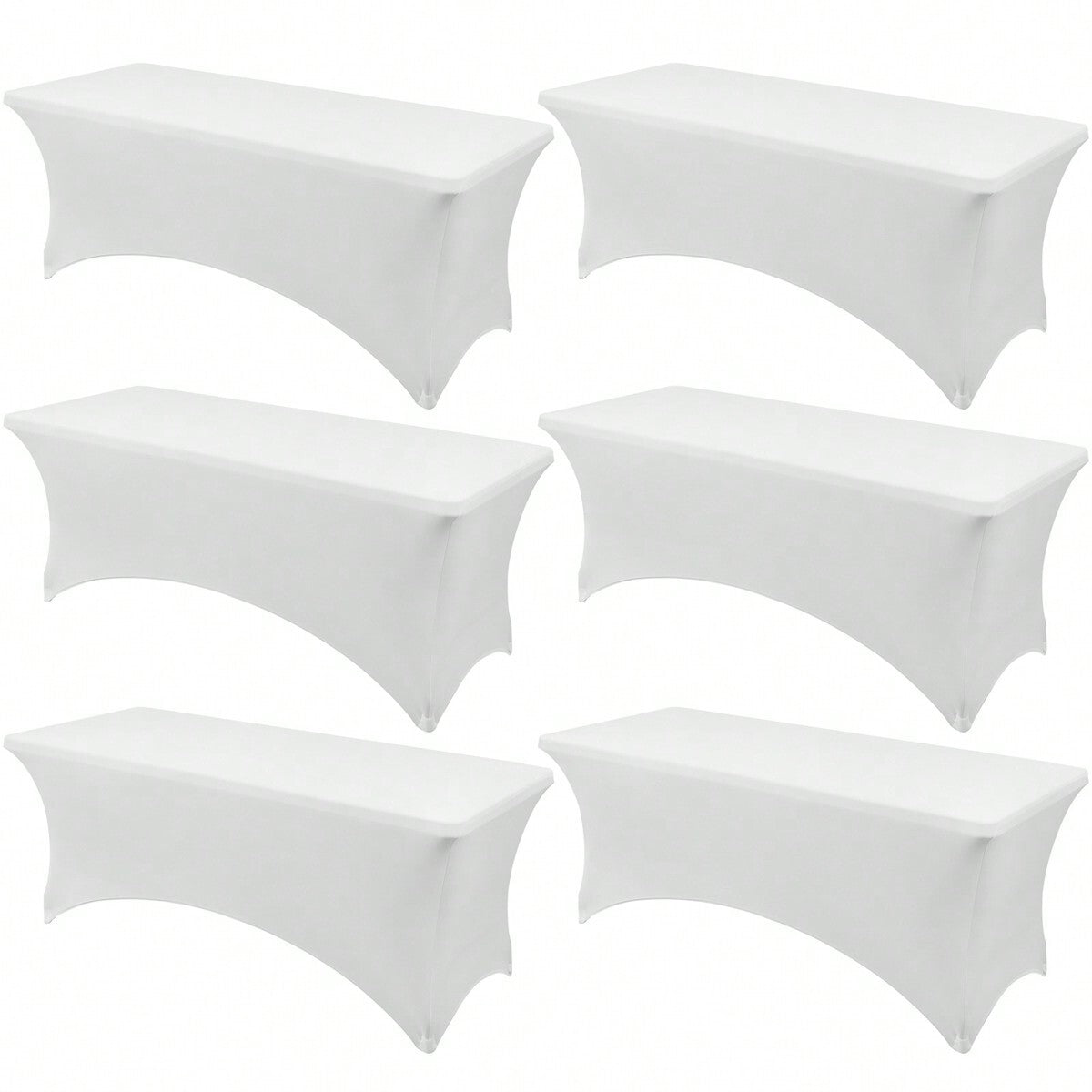 6 Pack [6FT, Black] Tight, Fitted, Washable And Wrinkle Resistant Stretch Rectangular Patio Table Cover For Event, Wedding, Banquet & Parties [72Lx30Wx30H Inch]