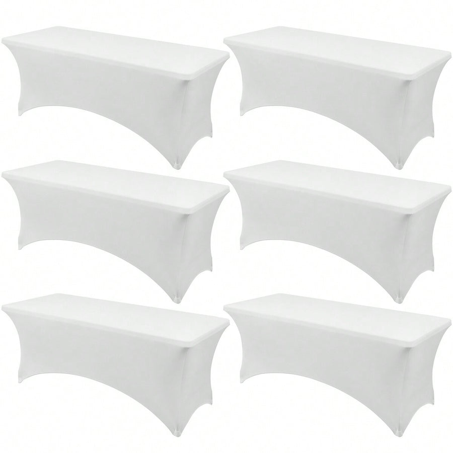 6 Pack [6FT, Black] Tight, Fitted, Washable And Wrinkle Resistant Stretch Rectangular Patio Table Cover For Event, Wedding, Banquet & Parties [72Lx30Wx30H Inch]