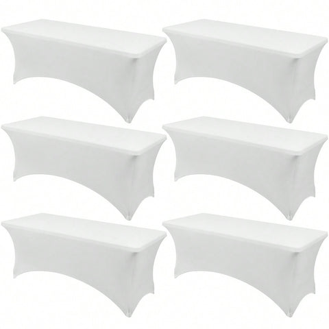 6 Pack [6FT, Black] Tight, Fitted, Washable And Wrinkle Resistant Stretch Rectangular Patio Table Cover For Event, Wedding, Banquet & Parties [72Lx30Wx30H Inch]